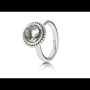 Pandora Green Quartz Ring, Sterling Silver, 9 3/4